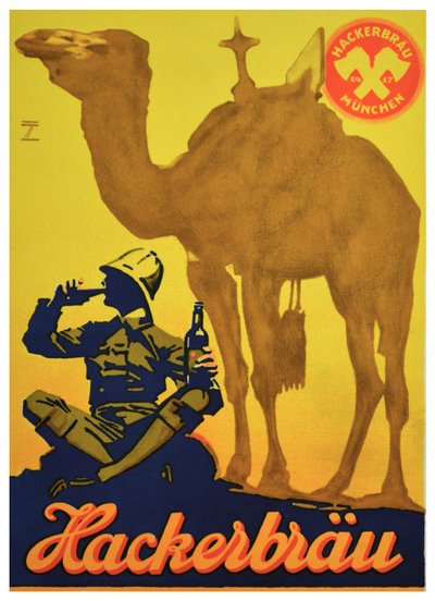 Plakat reklamowy piwa Hackerbrau, ok. 1930 r. (litografia) autorstwa Ludwig Hohlwein