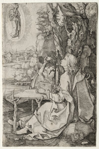 Św. Jan na wyspie Patmos autorstwa Ludwig Krug