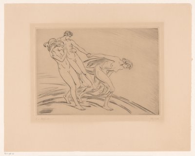 Dwie kobiety porywają mężczyznę autorstwa Ludwig von Hofmann (signed by artist)