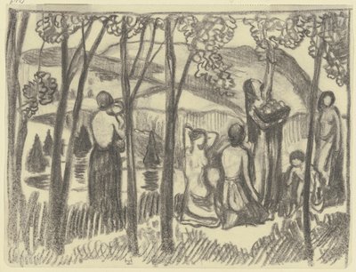 Klęczące kobiety i zbieraczka owoców autorstwa Ludwig von Hofmann