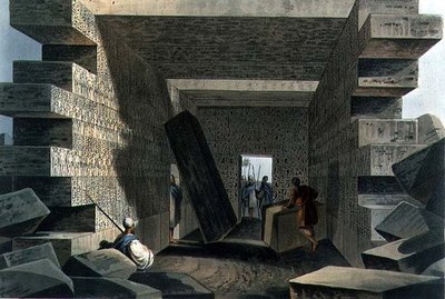 Wnętrze świątyni Jowisza Ammona, tablica 71 z „Widoków w dominiach osmańskich”, wyd. Robert Bowyer (1758-1834) 1810 (akwatinta) autorstwa Luigi (after) Mayer
