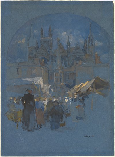 Rynek przed katedrą autorstwa Luigi Aloys François Joseph Loir