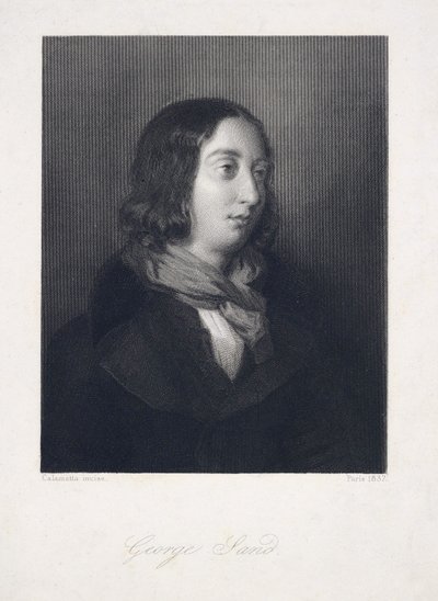 Portret George Sand, wyd. 1837 (grawerowanie) autorstwa Luigi Calamatta
