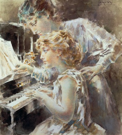 Lekcja gry na pianinie autorstwa Luigi Conconi