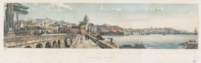 Panoramiczny widok na miasto Genua autorstwa Luigi Garibbo