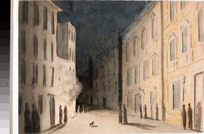 Perspektywa Strada Nuovissima w Genui (Akwarela, c.1825) autorstwa Luigi Garibbo
