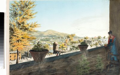 Okolice peryferii Genui (Rysunek i akwarela, ok. 1825) autorstwa Luigi Garibbo