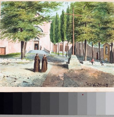 Widok kościoła kapucynów w Genui (rysunek i akwarela, ok. 1825) autorstwa Luigi Garibbo