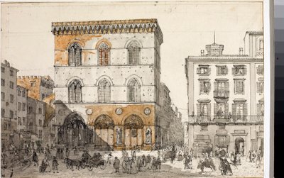 Widok kościoła Orsanmichele we Florencji (Akwarela, ok. 1820) autorstwa Luigi Garibbo