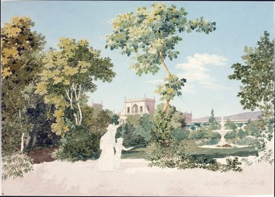 Widok na Villa Corsi w Sesto Fiorentino koło Florencji (akwarela, ok.1825) autorstwa Luigi Garibbo