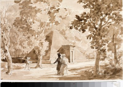 Widok piramidy Parco delle Cascine we Florencji (Akwarela, ok. 1820) autorstwa Luigi Garibbo
