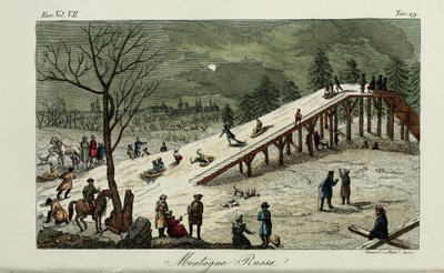 Kolejka górska. Ilustracja ze starożytnych i współczesnych zwyczajów lub historii rządu autorstwa Giulio Ferrario, 1831 autorstwa Luigi Giarrè
