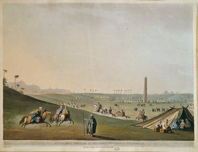 Egipt, Nomadowie i obelisk w Materieh (Stare Heliopolis lub Miasto Słońca) autorstwa Luigiego Mayera, rycina autorstwa Luigi Mayer