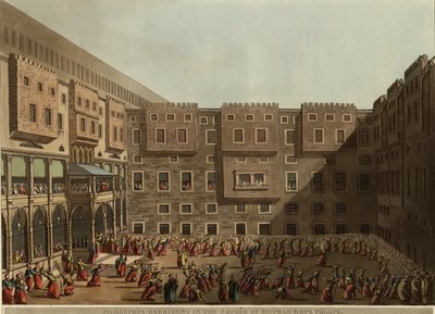 Mamelucy ćwiczący na placu Pałacu Murad Beys, 1802 autorstwa Luigi Mayer