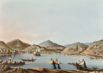 Port Zachodni na wyspie Samos, tablica 60 z Views in the Ottoman Dominions, wyd. przez R. Bowyera, 1810 (akwatinta) autorstwa Luigi Mayer