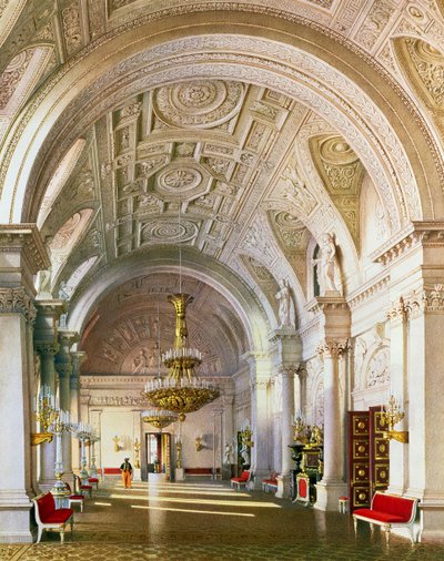 Widok Białej Sali w Pałacu Zimowym w Petersburgu, 1865 r. autorstwa Luigi Premazzi