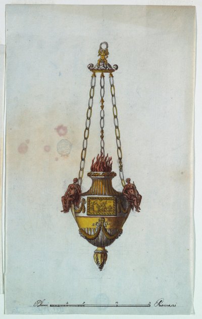 Rysunek, lampa ołtarzowa, 1800-1825 autorstwa Luigi Righetti