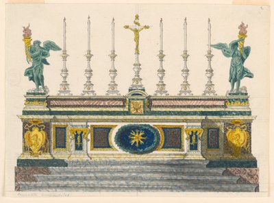Rysunek, Ołtarz z kolorowych marmurów, ok. 1820 r. autorstwa Luigi Righetti