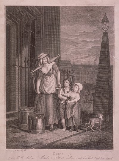 „Milk under Maids”, Cries of London, c1795 autorstwa Luigi Schiavonetti