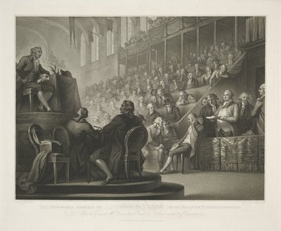 Toespraak van Lodewijk XVI Pamiętny adres Lewisa XVI w barze Zjazdu Narodowego (tytuł na przedmiocie) autorstwa Luigi Schiavonetti