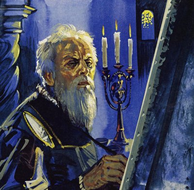 W wieku 75 lat Tycjan cierpiał z powodu słabnącego wzroku (kolorowa litografia) autorstwa Luis Arcas Brauner