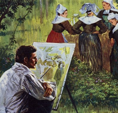 Cezanne zainspirował go do malowania kolorowych bretońskich pejzaży (litografia barwna). autorstwa Luis Arcas Brauner