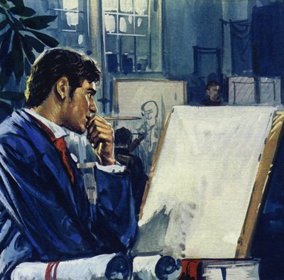 Manet otrzymał od ojca wybór: służba cywilna lub marynarka wojenna (kolorowa litografia) autorstwa Luis Arcas Brauner