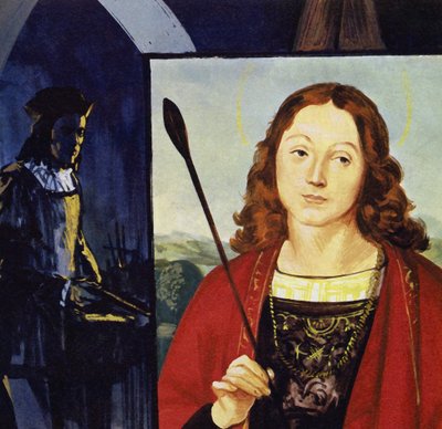 Raphael zaczął otrzymywać własne zlecenia (litografia kolorowa) autorstwa Luis Arcas Brauner