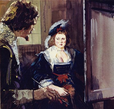Rubens poślubił Helene Fourment, która pojawiła się na wielu jego obrazach (kolorowa litografia). autorstwa Luis Arcas Brauner