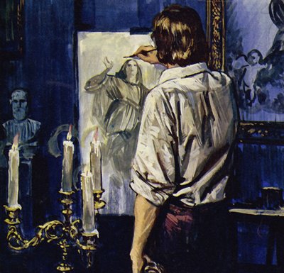 Rubens spędził wiele godzin na kopiowaniu dzieł Tycjana i innych (kolorowa litografia) autorstwa Luis Arcas Brauner