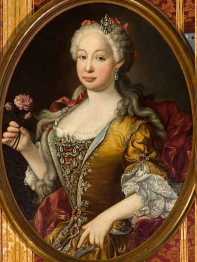 Marie Barbara z Portugalii (Marie Barbara de Bragance) - Rokoko: Portret infantki Barbary z Portugalii (1711-1758) autorstwa Melendeza, Luisa Egidio (1716-1780), ok. 1729-1735. Olej na płótnie, 83x65. Rada Miejska Sewilli autorstwa Luis Egidio Melendez