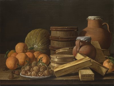 Martwa natura z pomarańczami i orzechami włoskimi. 1772 autorstwa Luis Egidio Melendez
