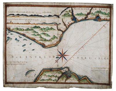 Mapa Cieśniny Dover, ok. 1587-88 (akwarela na welinie) autorstwa Luis Teixeira