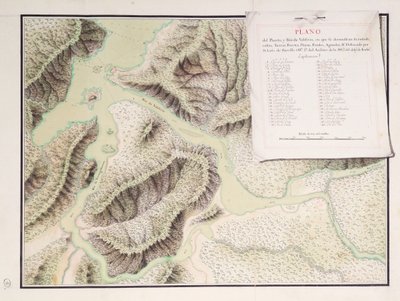 Mapa rzeki Valdivia i okolic, Chile autorstwa Luis de Surville