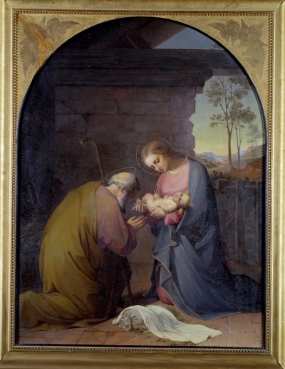 Adoracja Jezusa (Jezus i Maryja wielbiący Jezusa) Obraz Luisy Mussini Piaggio (1830-1865) Wymiary 109x81 cm Genes, Galleria d