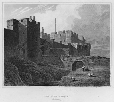 Zamek Carlisle, Cumberland (grawerowanie) autorstwa Luke (after) Clennell