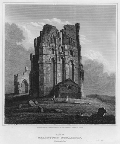 Część klasztoru Tynemouth, Northumberland (grawerowanie) autorstwa Luke (after) Clennell