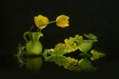 Żółte tulipany, zielone winogrona autorstwa Lydia Jacobs