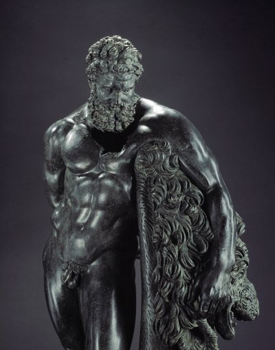 Sztuka grecka: „” Herakles w spoczynku”” Detal - Rzeźba z brązu Lysippe z Sicyone (395-305 pne) IV wiek pne, z Sanktuarium Ercole Curino, Sulmona - Museo Nazionale Archeologico, Chieti Włochy - Herakles (Herkules) w spoczynku - Szczegół rzeźby z brązu autorstwa Lysippos (attributed to)