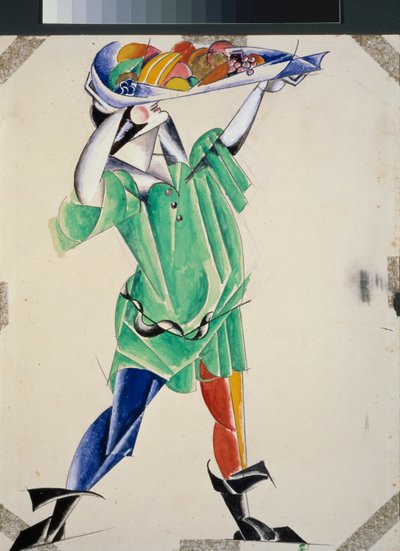 Kostium przygotowawczy do sztuki „Romeo i Julia” Williama Szekspira (1564-1616). Praca Ljubowa (Lioubowa) Siergiejewny Popowej (1889-1924), gwasz i tusz na papierze autorstwa Lyubov Sergeevna Popova