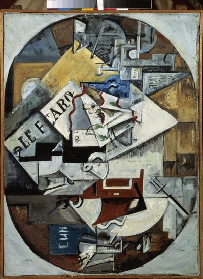 Martwa natura. (Le Figaro) Obraz Ljubowa (Lioubowa) Sergeyevna Popova (1889-1924), olej na płótnie autorstwa Lyubov Sergeevna Popova