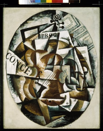 Skrzypce. Obraz Lyubova (Lioubov) Sergeyevna Popova (1889-1924), olej na płótnie autorstwa Lyubov Sergeevna Popova