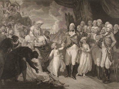 Markiz Cornwallis przyjmuje książąt zakładników, synów Tippoo Sultana autorstwa M. (after) Brown