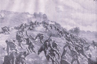 Odbicie Szawla. Szturm na grzbiet, z Ilustrowanej Historii Wojny Światowej 1914-1915 wyd. przez Union Berlagsefellfchaft autorstwa M. Barascudts