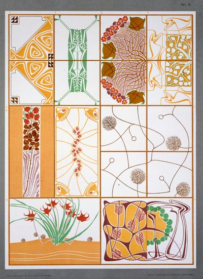 ilustracja z „Modern Designs for Ceilings and Walls” M. J. Gradla, wydana na początku XX wieku (kolor litho) autorstwa M. J. Gradl