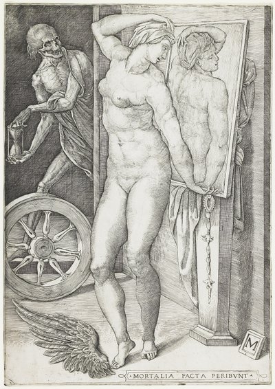 Śmierć zaskakująca kobietę, c.1490-c.1540 (rycina) autorstwa M Master