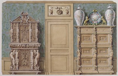 Meble w jadalni przy rue Fortune, dom kupiony przez Balzaca w 1847 r. autorstwa M. Santi