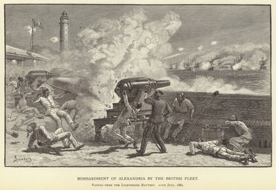 Bombardowanie Aleksandrii przez brytyjską flotę autorstwa M. Schonberg