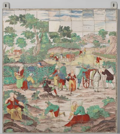 Panel kafelkowy ze zbiorem winogron autorstwa M. van Kuyk