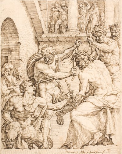 Chrystus ukoronowany cierniem autorstwa Maarten van Heemskerck